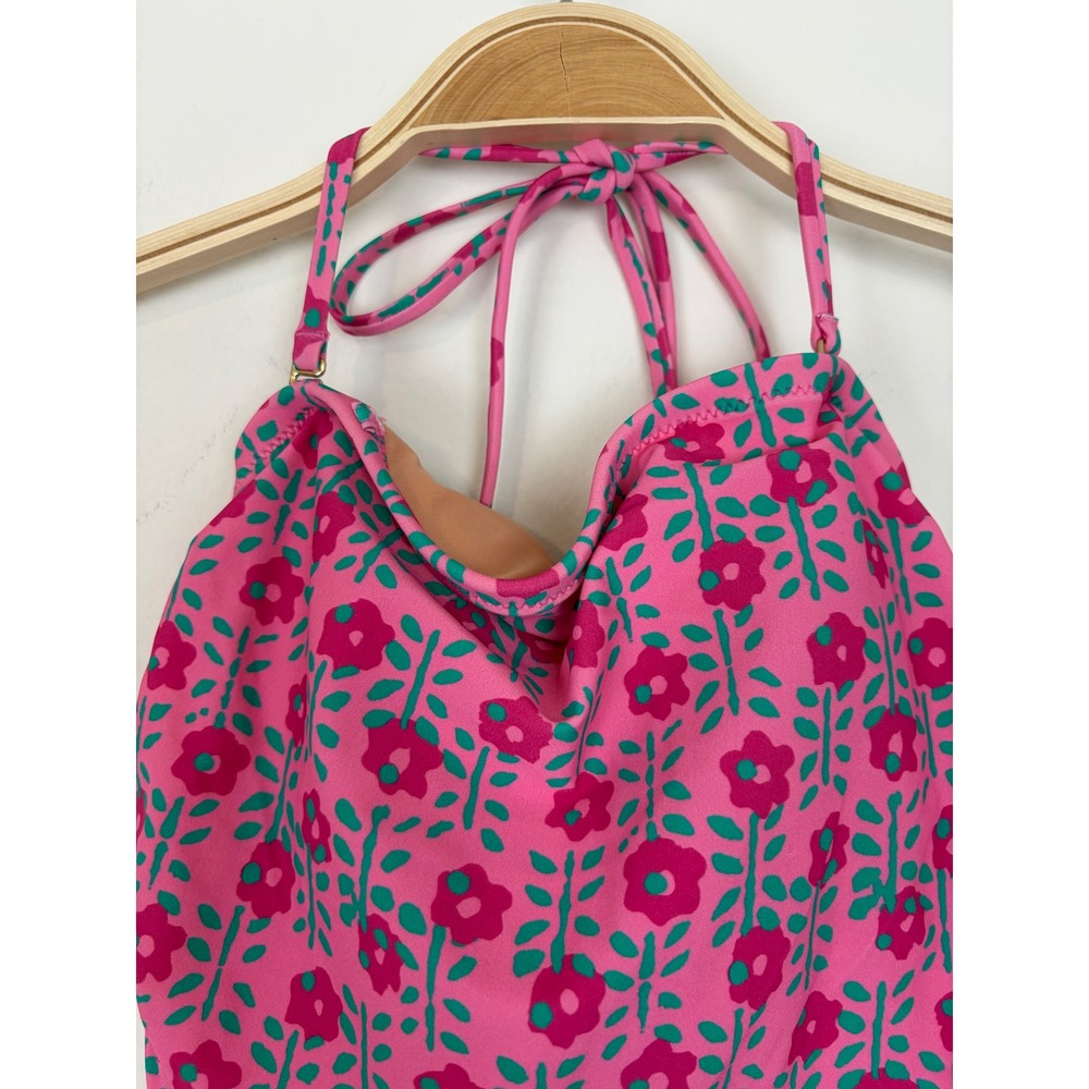 J. Crew Factory Womens Strapless Halter One-Piece Swimsuit Pink Floral XS - Picture 6 of 13